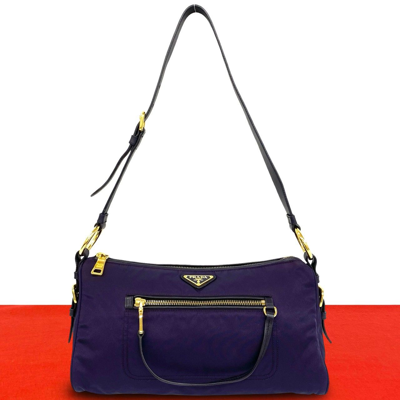 極 美品 PRADA プラダ 三角ロゴ プレート 金具 テスート ポコノ