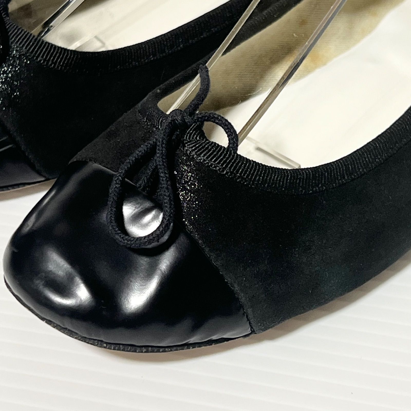 Repetto レペット 36.5 黒 エナメル バレエパンプス repetto】 レペット フラットパンプス スエード エナメル バレエ