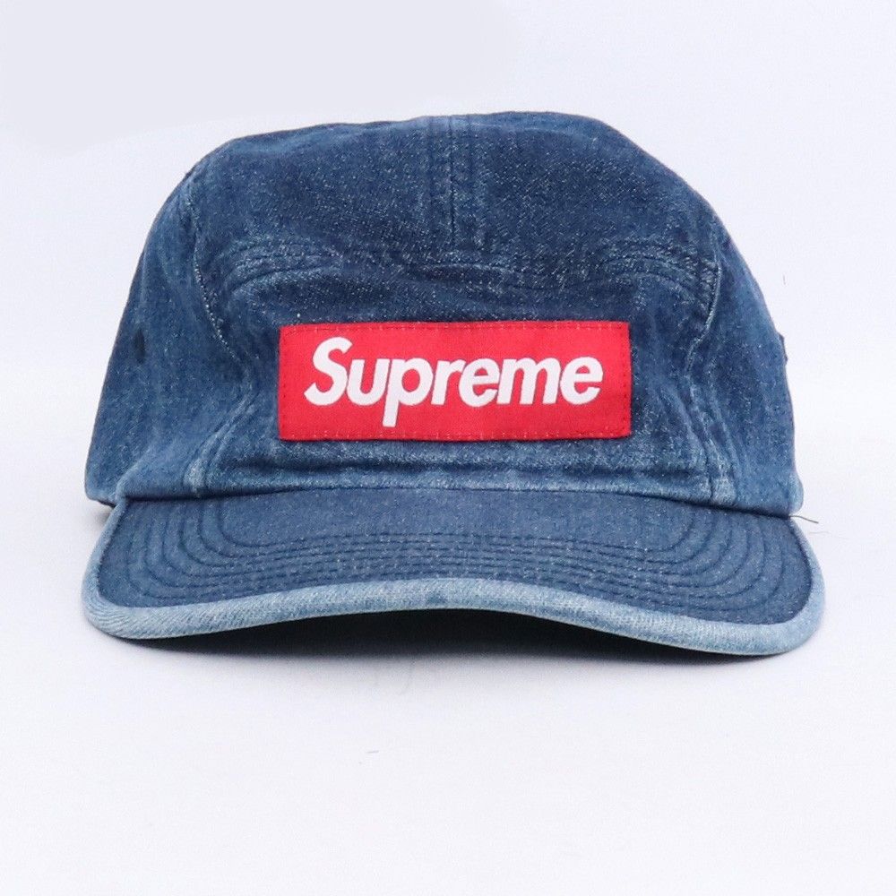 Supreme インディゴ ボックスロゴ　藍染　デニム　チノ　キャンプキャップ SUPREME ウォッシュドチノツイルキャンプキャップデニム Fサイズ