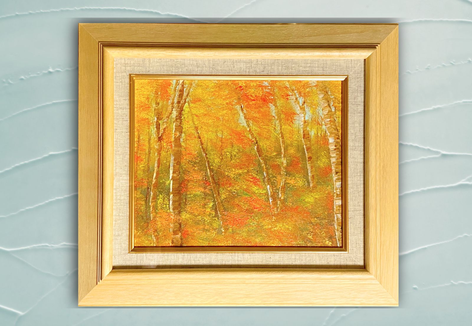 秋染まる紅葉林『秋色』額装あり 油絵 原画 風景画 肉筆 キャンバス