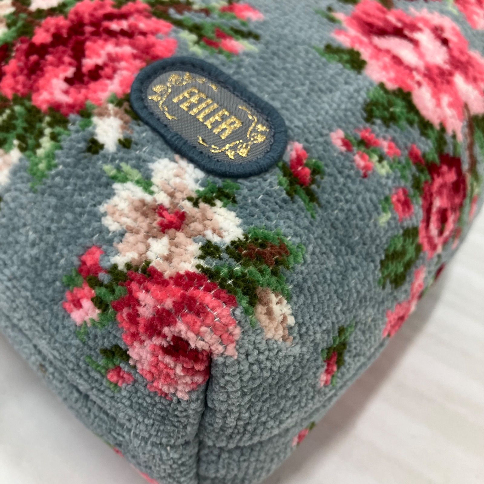 FEILER フェイラー 巾着バッグ ハンドバッグ 花柄 9512 FEILER フェイラー ハンドバッグ 巾着バッグ グレー 花柄 ローズ