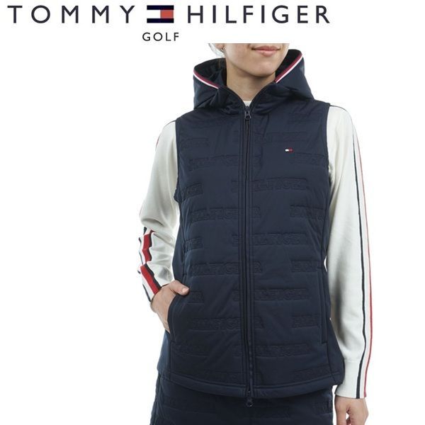 トミーヒルフィガー ゴルレディース ベスト ロゴ キルトパテッド ベスト TOMMY HILFIGER GOLF THLA473 秋冬モデル ネイビー(30)