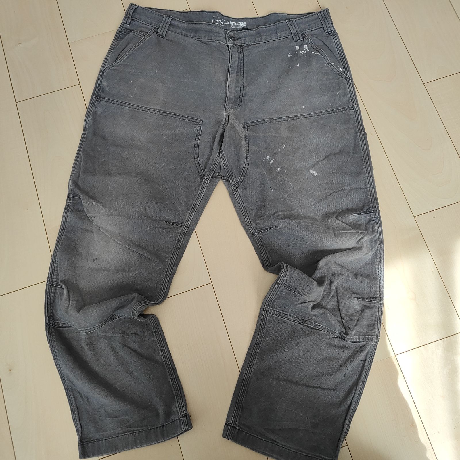 ビッグサイズ　ビッグシルエット　カーハート　ダブルニー　ワークパンツ　ペインターパンツ　40-32 チャコールグレー　中古　古着