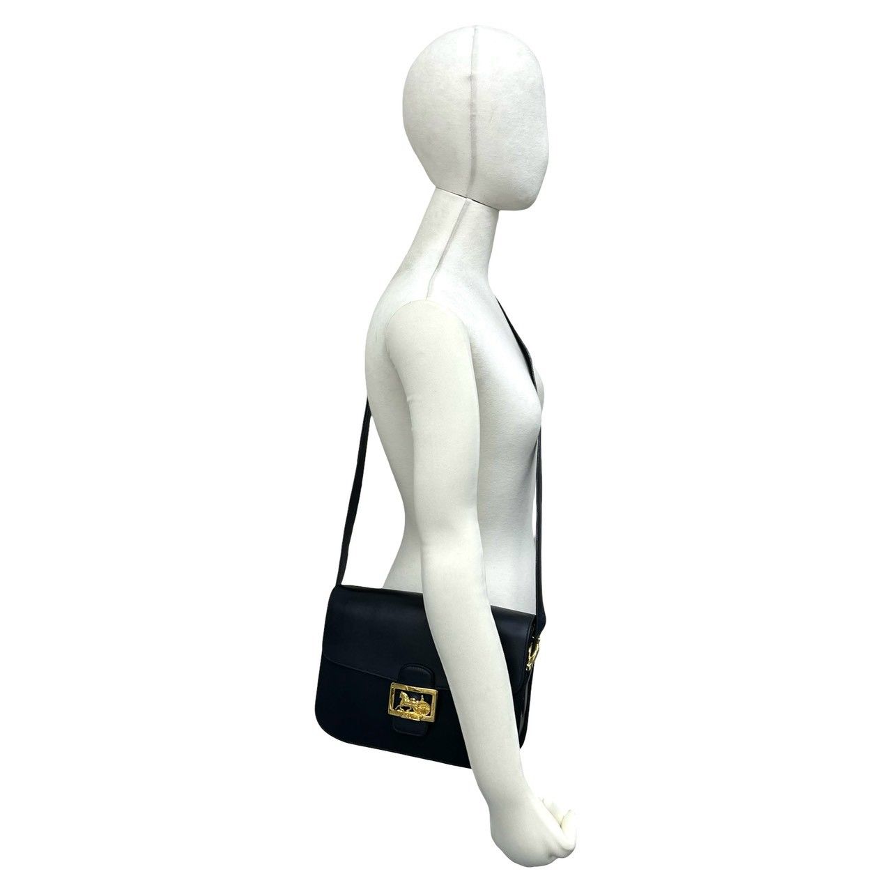 極 美品 希少品 CELINE セリーヌ ヴィンテージ ロゴ 馬車金具 カーフ