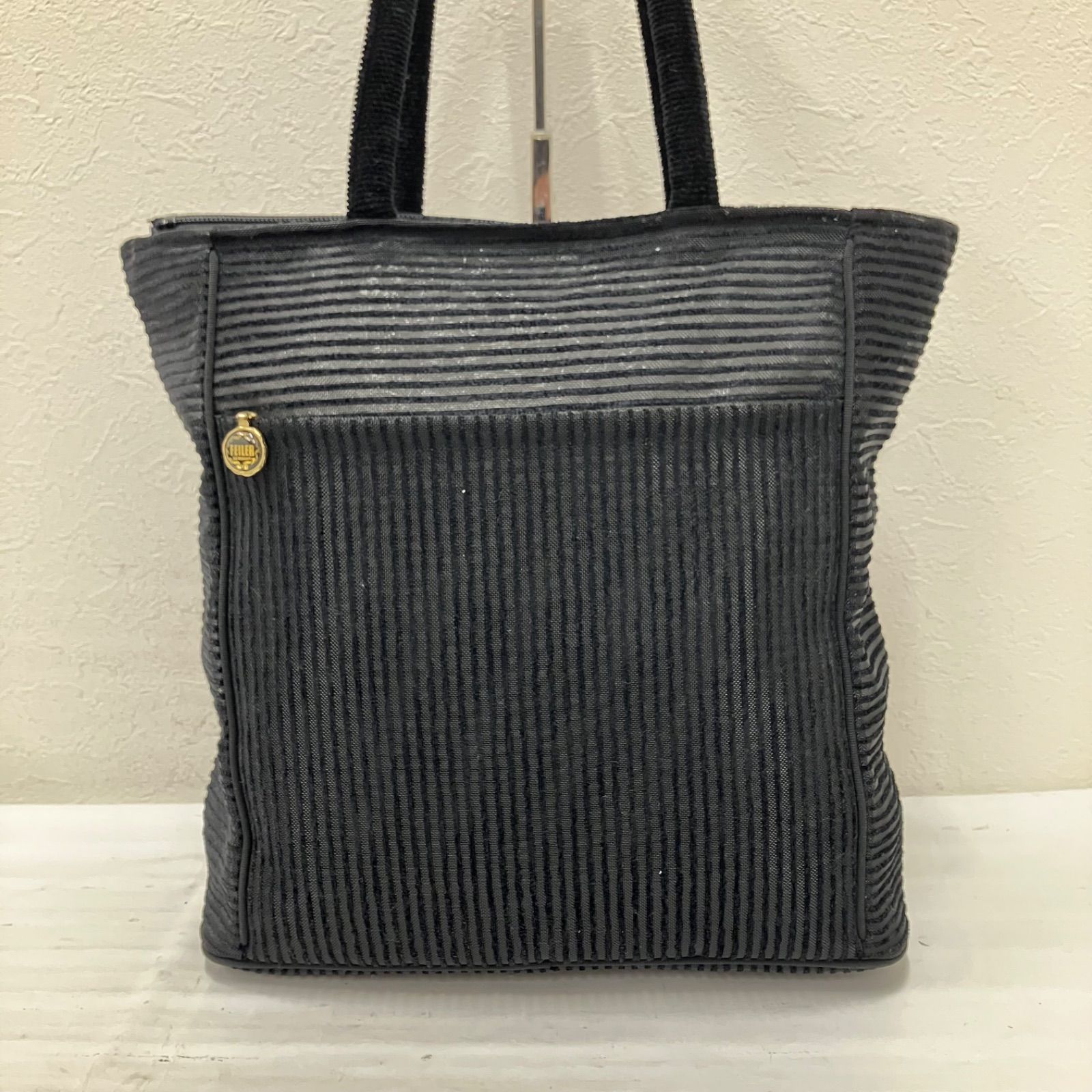 9488 【良品】 FEILER フェイラー トートバッグ ブラック 黒 花柄