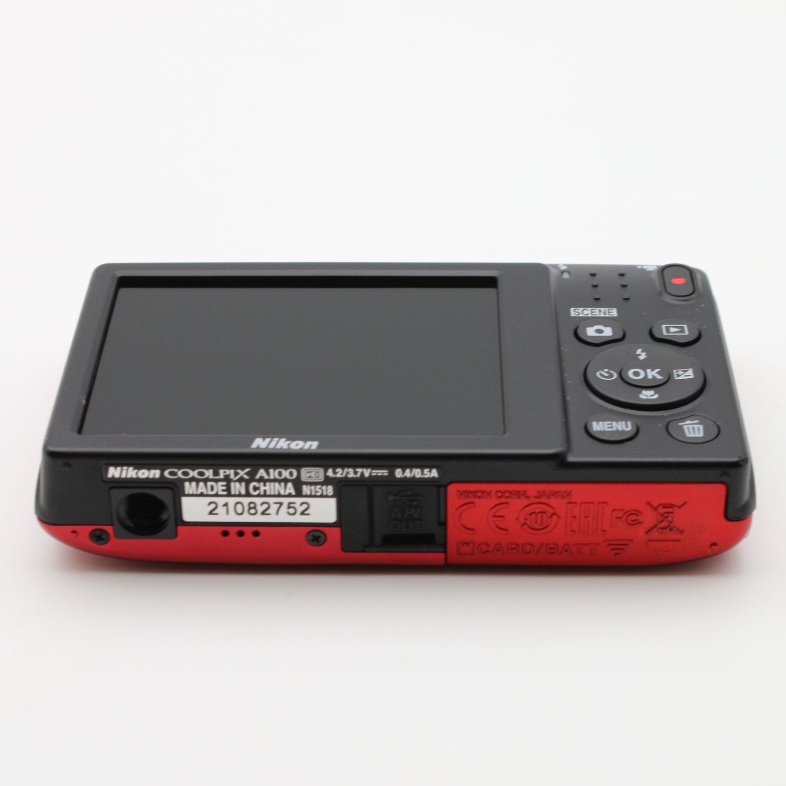 美品】 Nikon COOLPIX A100 レッド 光学5倍 2005万画素 デジタルカメラ