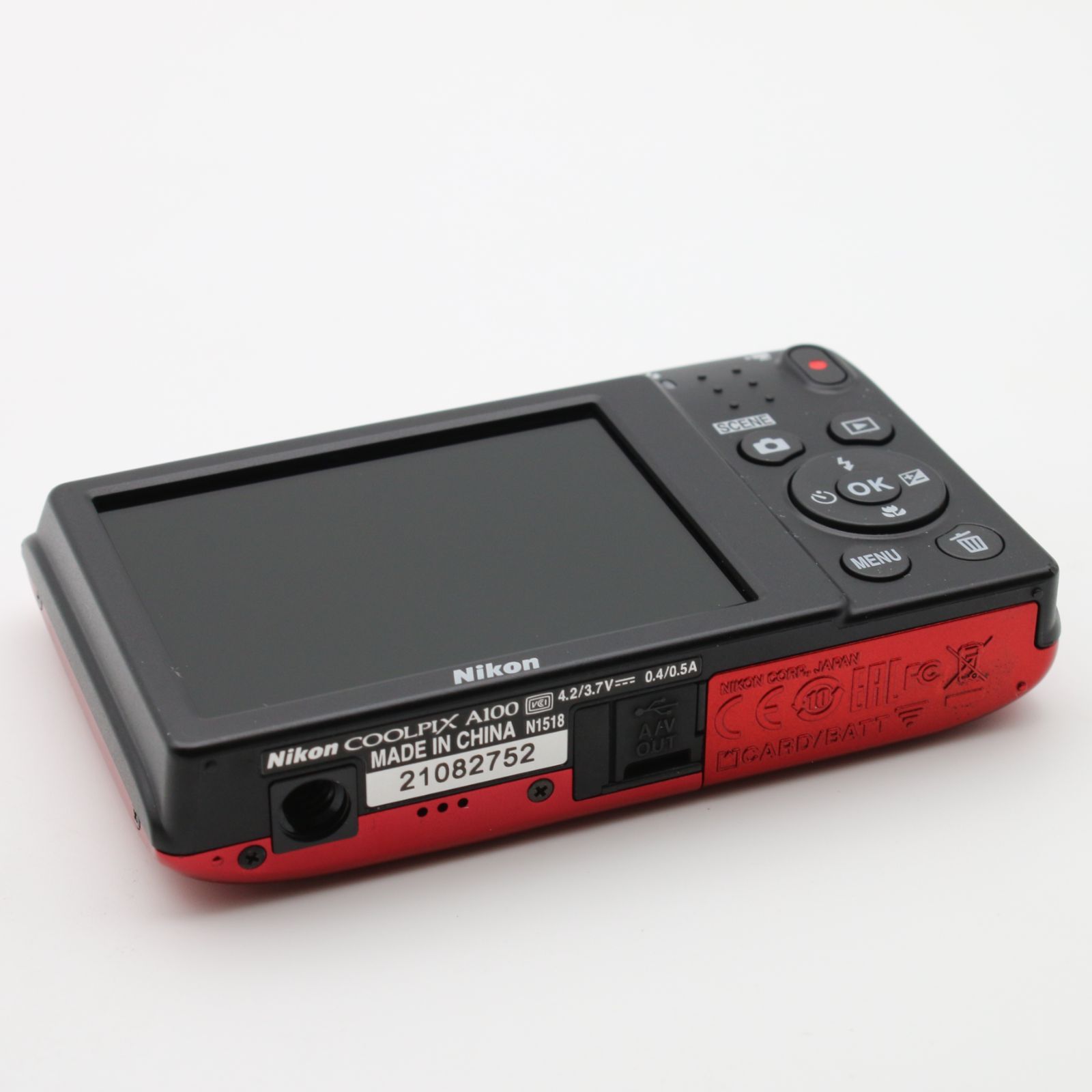美品】 Nikon COOLPIX A100 レッド 光学5倍 2005万画素 デジタルカメラ