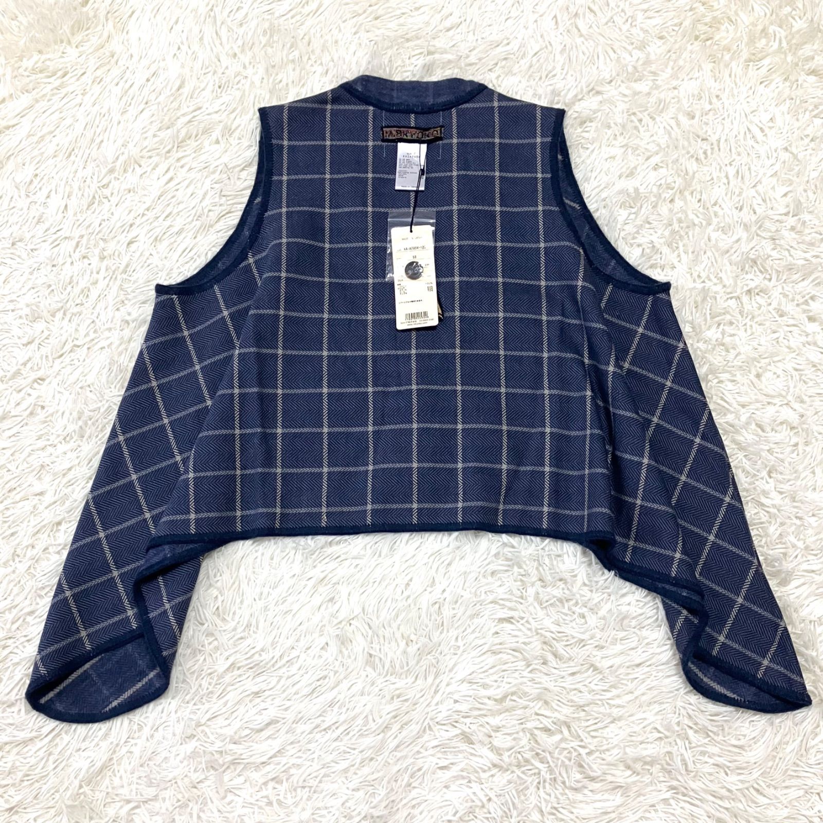タグ付き】M.&KYOKO リバーシブルの変形ベスト ポンチョ アンゴラ入り