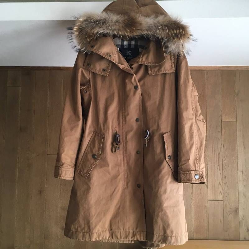 【極美品/LL】バーバリーロンドン モッズコート ライナー付 フード ベージュ BURBERRY LONDON バーバリーロンドンライナー 付き ファー モッズ