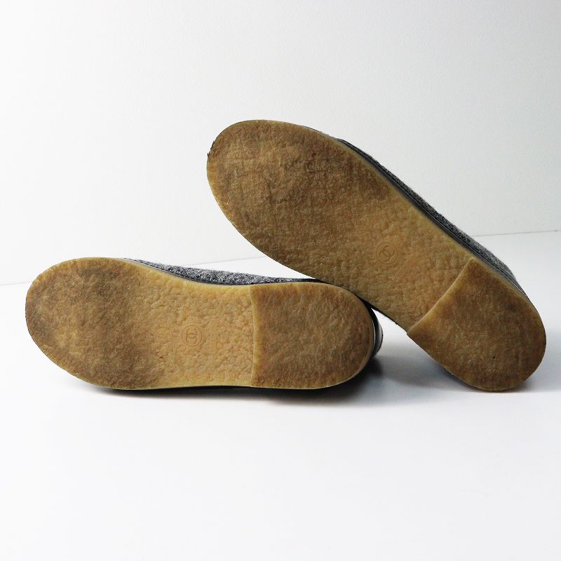 美品 シャネル CHANEL G30362 ココマーク刺繡入 レザー切替 ツイード