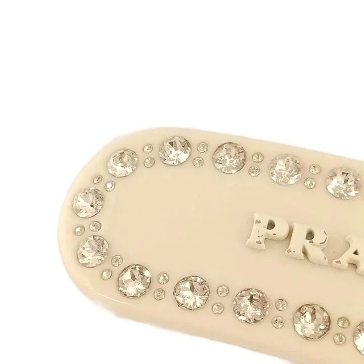 プラダ　プレックスヘアクリップ　アイボリー　クリスタル　美品 プラダ PRADA プレックス ヘアクリップ バレッタ ヘアアクセサリー