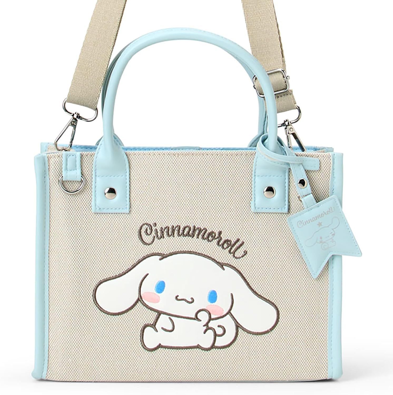 サンリオ 平成レトロ2006年 シナモロール 手提げバッグ 小鳥 ドット 水色 サンリオ SANRIO チャーム付きスクエア2WAYバッグ シナモロール
