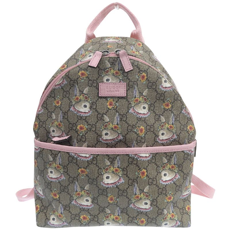 グッチ GUCCI GGスプリーム ヒグチユウコ チルドレンズ リュックサック キャンバス/レザー ピンク/ベージュ 271327 中古 新入荷 GU0700