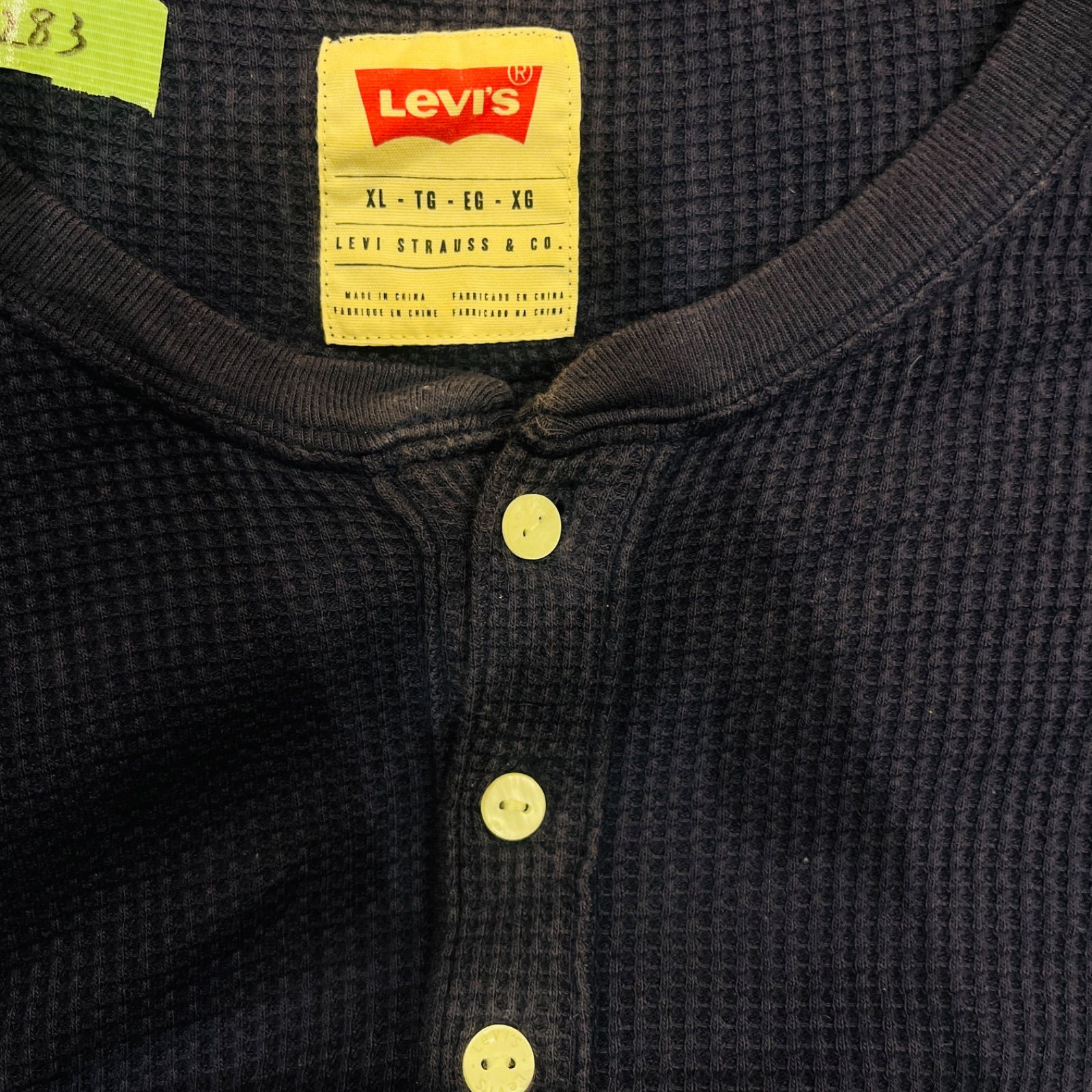 Levi's ヘンリーネック サーマル 長袖Tシャツ ネイビー XL リーバイス Levi's ヘンリーネック ワッフル サーマル ロンT thumbnail 5
