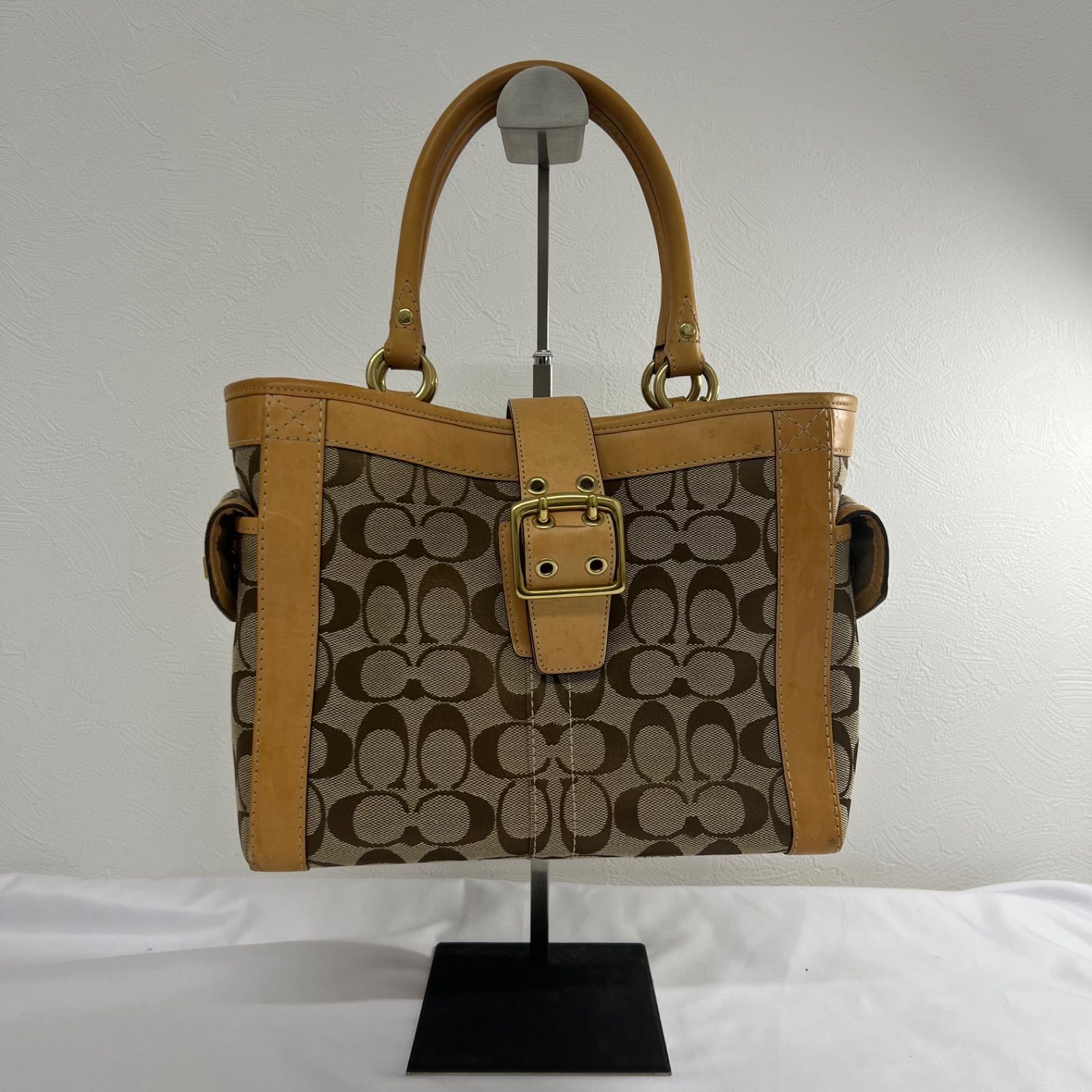 COACH コーチ ハンドバッグ シグネチャー キャンバス ブラウン