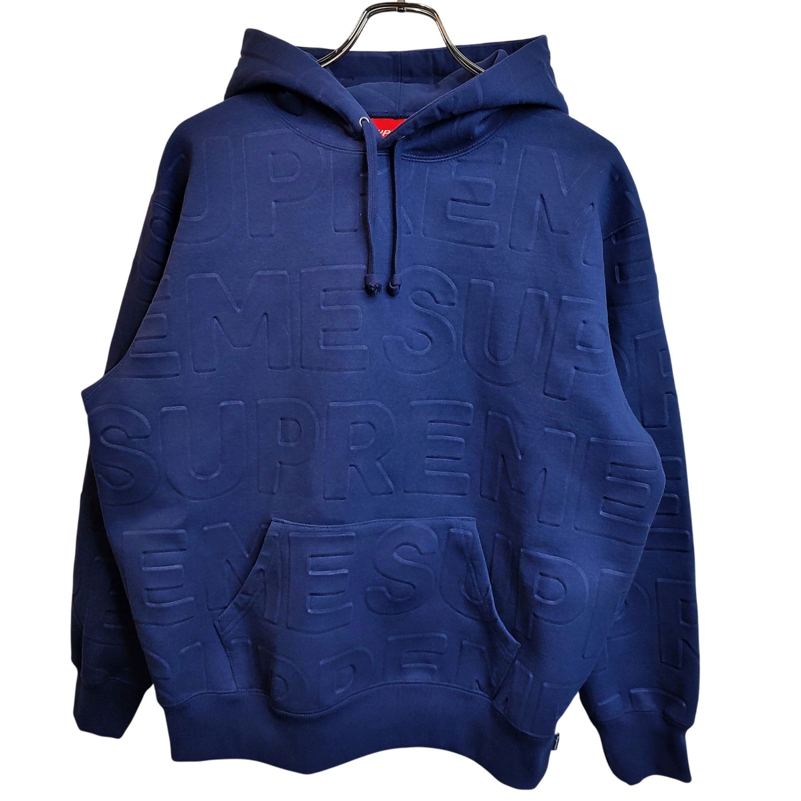 Supreme シュプリーム 21SS Embossed Logos Hooded Sweatshirt エンボスロゴ スウェット フーディ パーカー S ネイビー メンズ