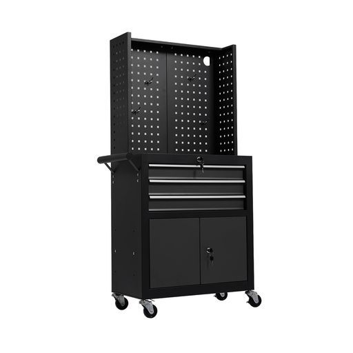 Osleep ツールキャビネット 多機能 ツールワゴン ツールカート工具カート ロールキャビネット 耐荷重50KG 引き出し 有孔ボード付き ロック付き ブラック 25,460円