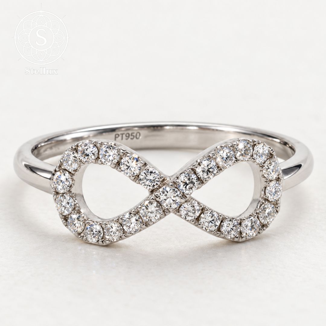 【PT950×ダイヤ】ラボグロウンダイヤモンド インフィニティリング/1.3mm/プラチナ製無垢/重ね付け/婚約・結婚指輪にも/一生モノ/自分へのご褒美ジュエリー/プレゼント・ギフト/クリスマス・記念日/普段使い/鑑定書付き