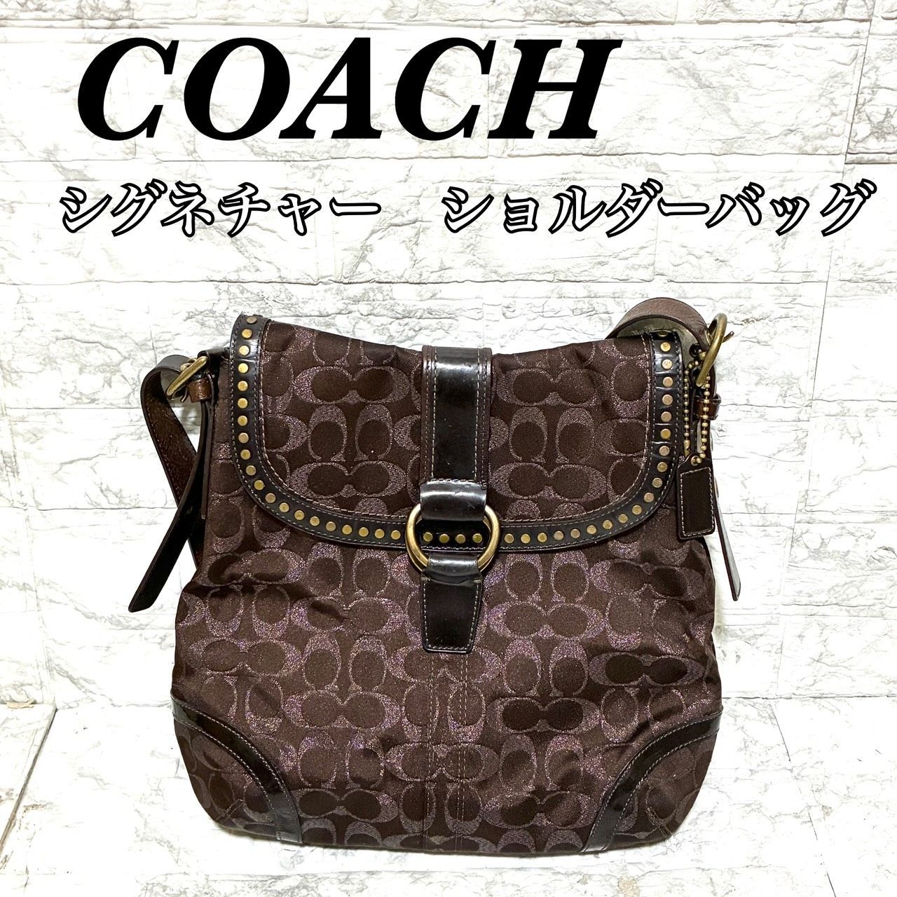 COACH コーチ シグネチャー ショルダーバッグ スタッズ ブラック COACH 