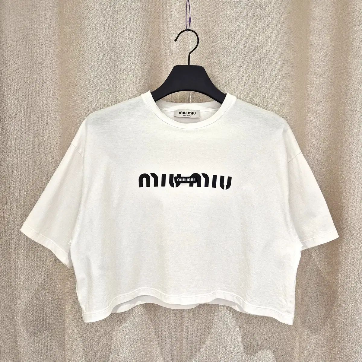 XS) ミュウミュウ 刺繍 コットン クロップド 半袖 Tシャツ 白 - メルカリ