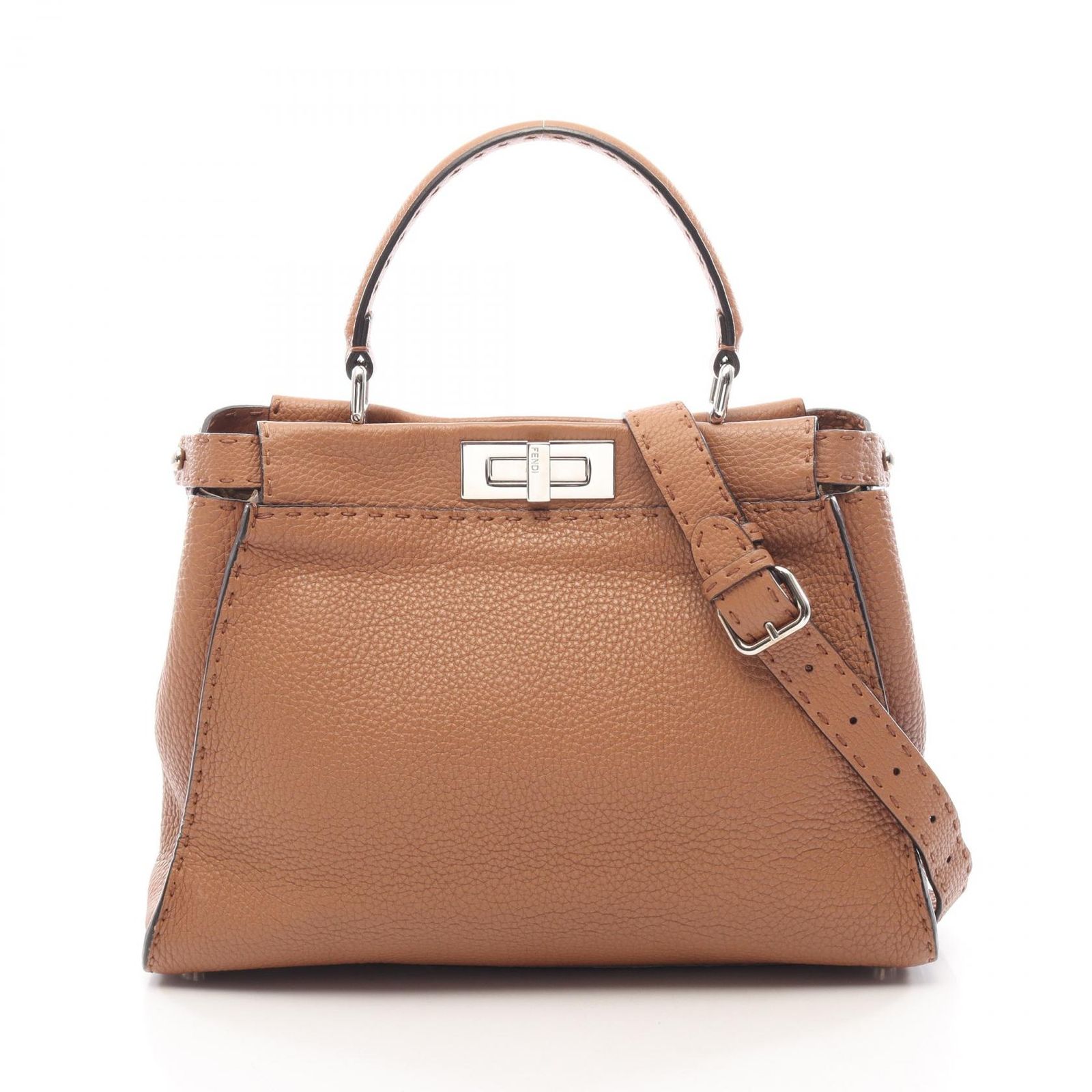 フェンディ FENDI ハンドバッグ ピーカブー レギュラー 2WAY 8BN290 ブラウン レザー セレリア ピーカブー レギュラー レディース Used A