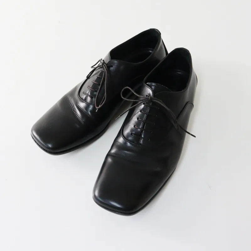 90s Archive PRADA Square toe Leather Shoes 8｜Black 27～27.5cm