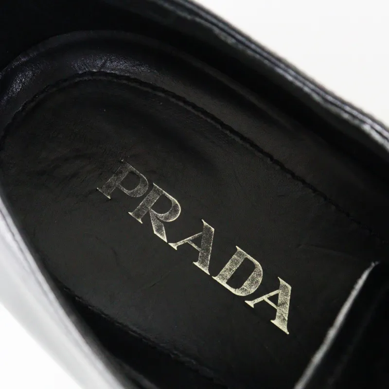 90s Archive PRADA Square toe Leather Shoes 8｜Black 27～27.5cm
