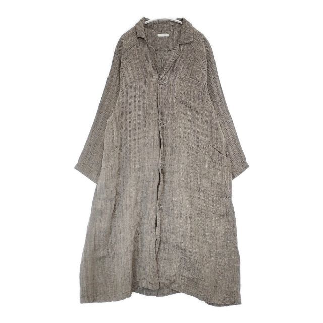fog linen work リトアニア製 リネン ヘリンボーン コート ブラック