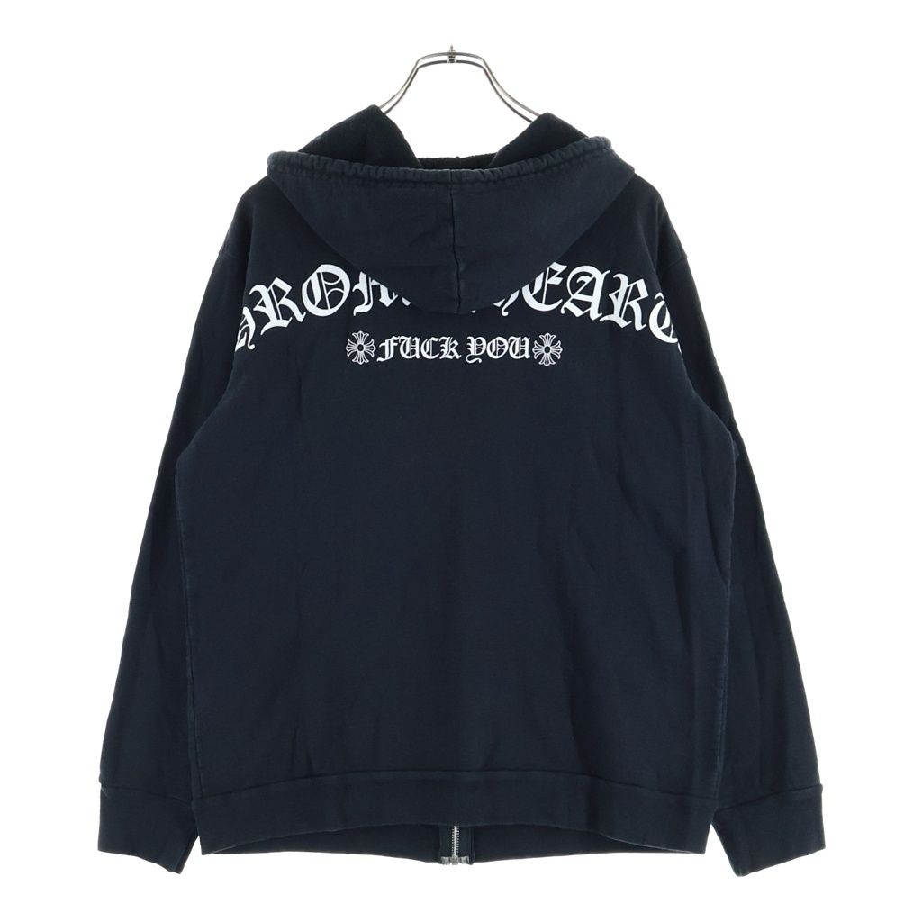 CHROME HEARTS (クロムハーツ) SWTSHRT HD ZIP バッグアーチロゴプリント ジップアップ スウェットパーカー フーディ ブラック