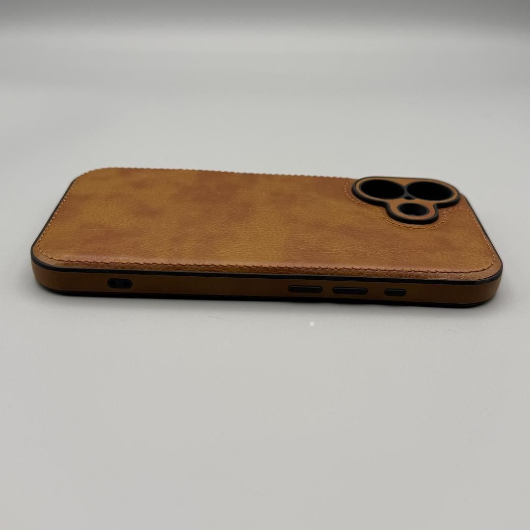 iPhone17】ブラウンレザー ヴィンテージ調 合皮 - メルカリ