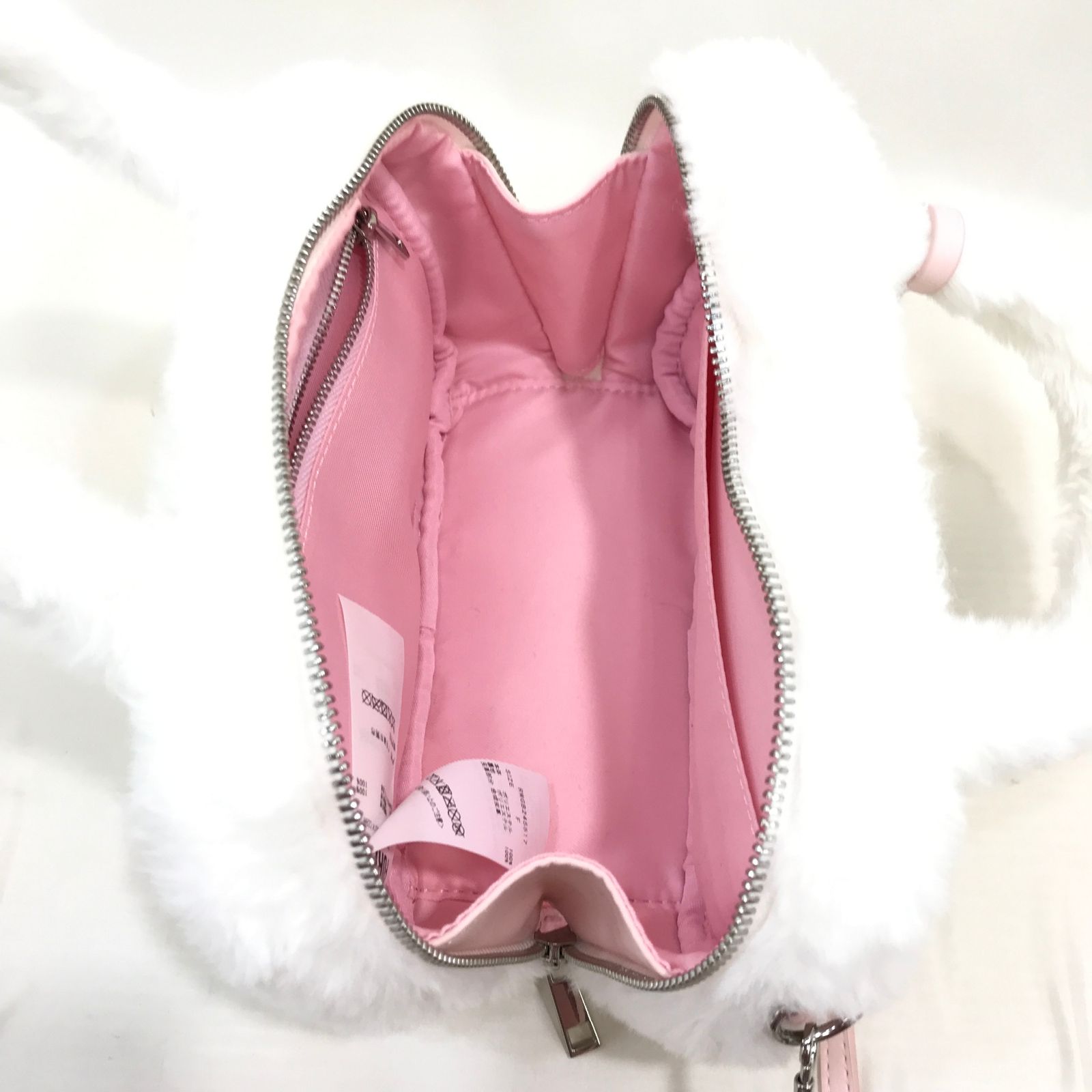 FURFUR×foxy ミラー付きエコファースクエアボストンバッグ ホワイト 