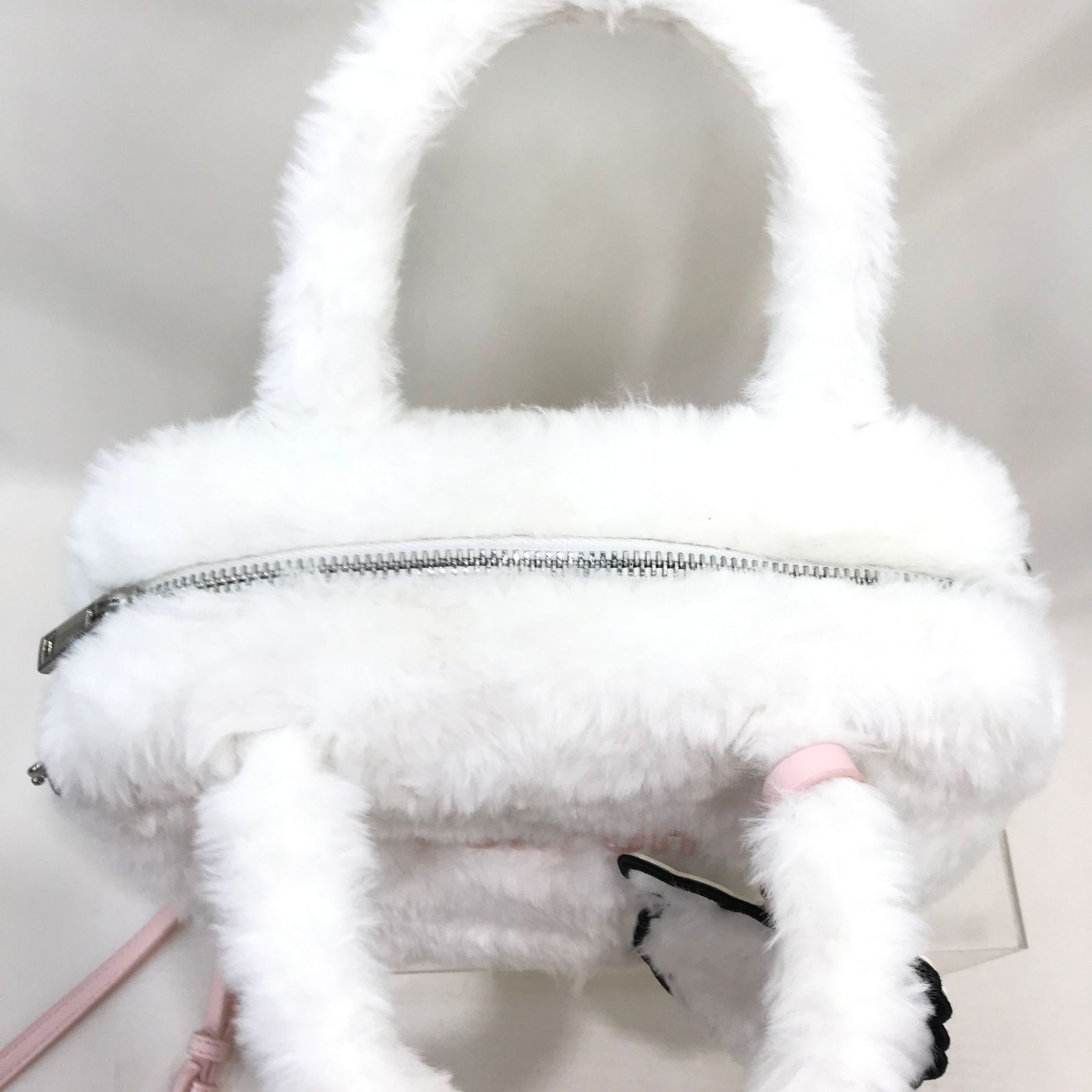 FURFUR×foxy ミラー付きエコファースクエアボストンバッグ ホワイト 