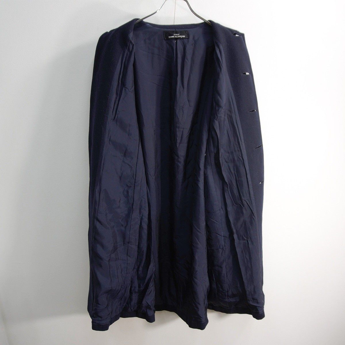 美品】tricot COMME des GARCONS【丸襟 ウール コート】M ネイビー