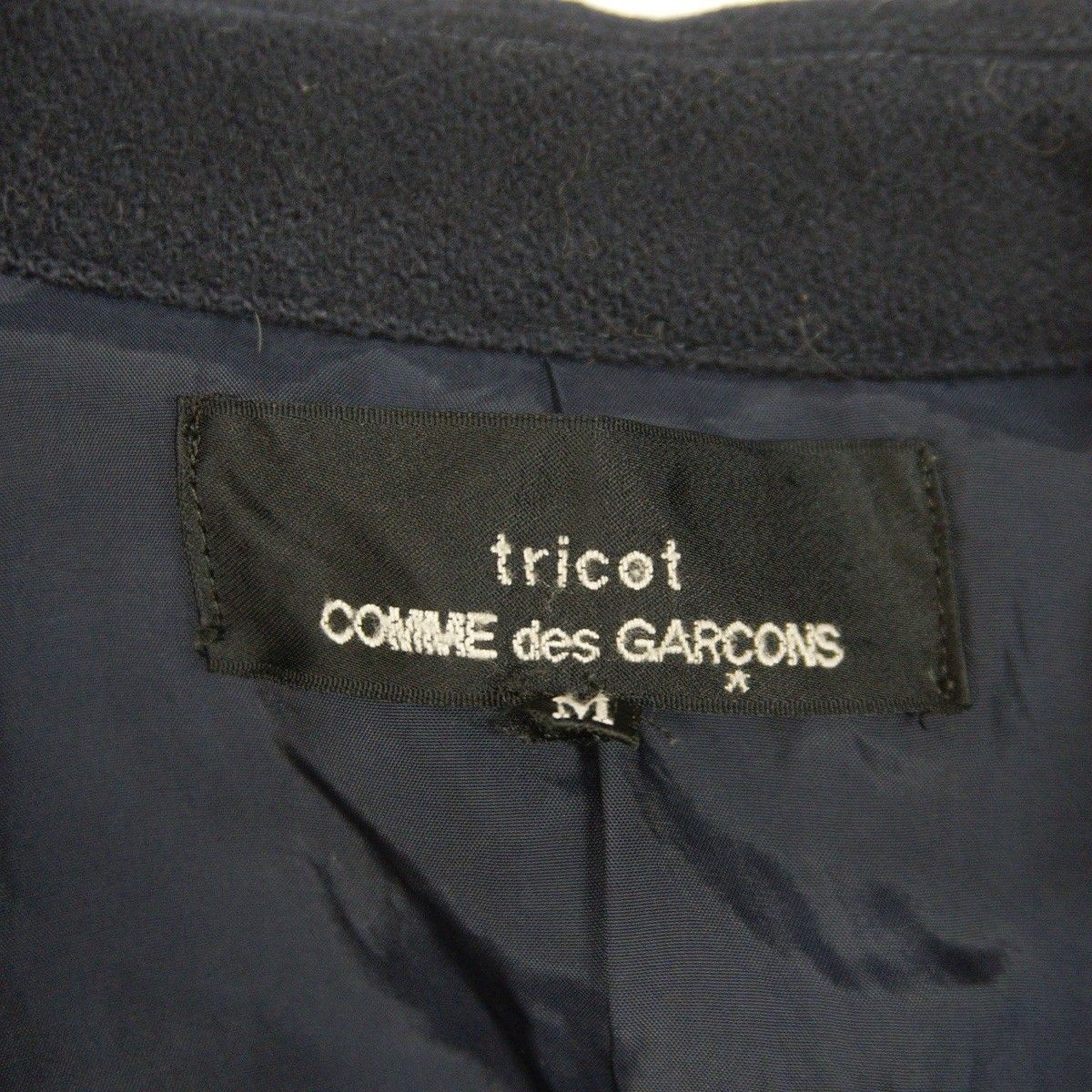 美品】tricot COMME des GARCONS【丸襟 ウール コート】M ネイビー