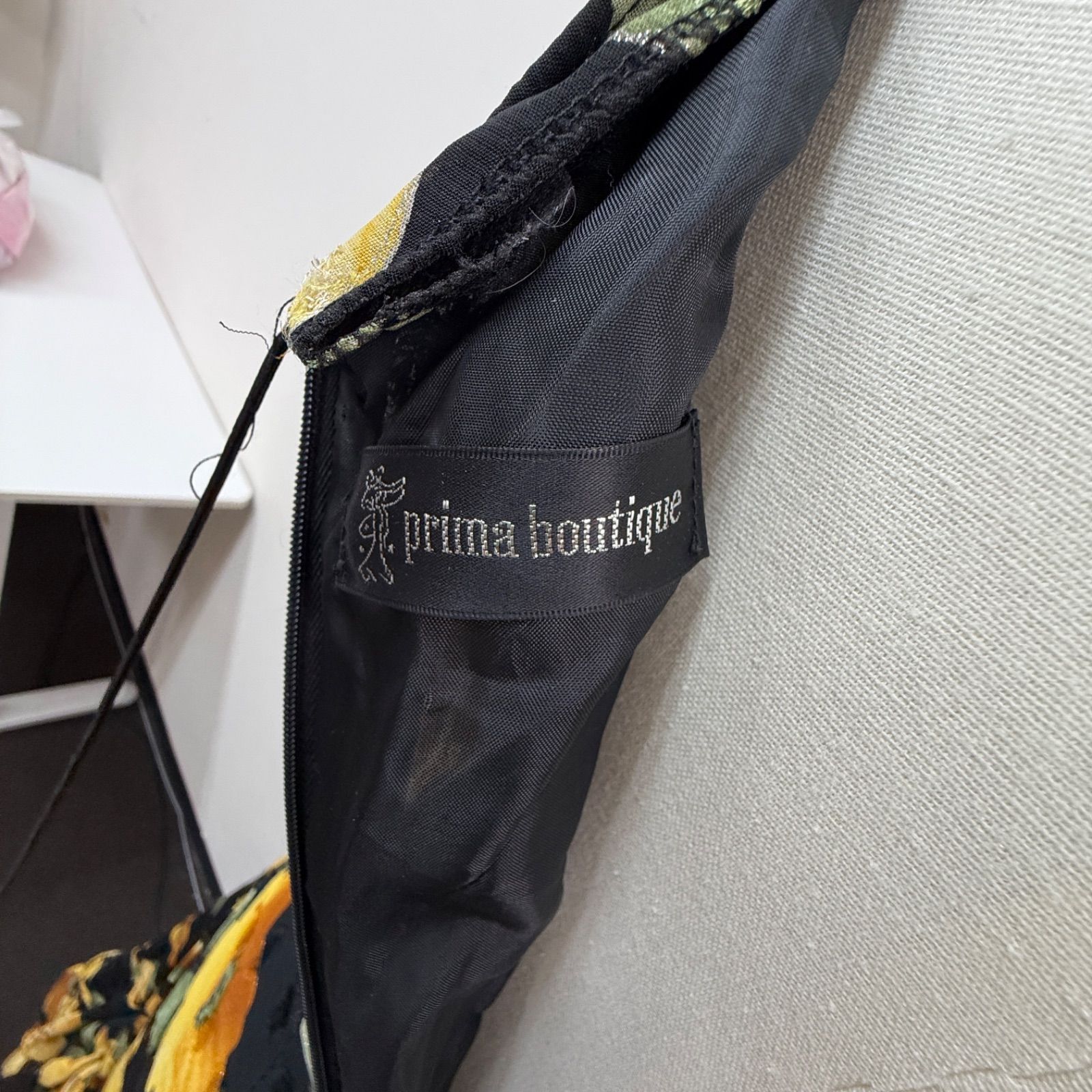 prima boutique】フラメンコ衣装 ツーピース セットアップ 黒 黄色 花