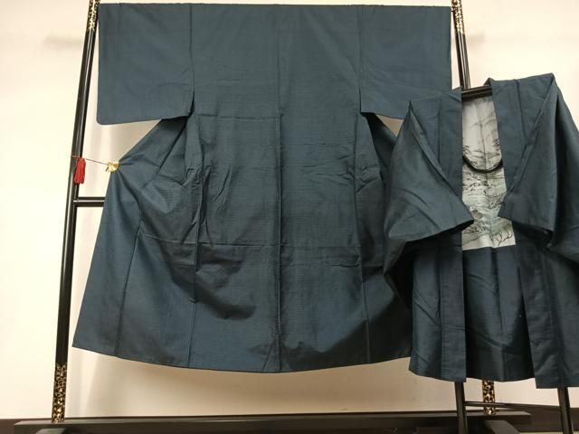 平和屋着物●男性　本場大島紬　アンサンブル　100亀甲　総詰め　正絹　逸品　AABL3451fy