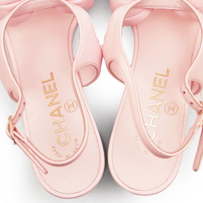 CHANEL シャネル リボン ミュール ピンク 新品同様】CHANEL シャネル サンダル リボン サイズ 38C レディース