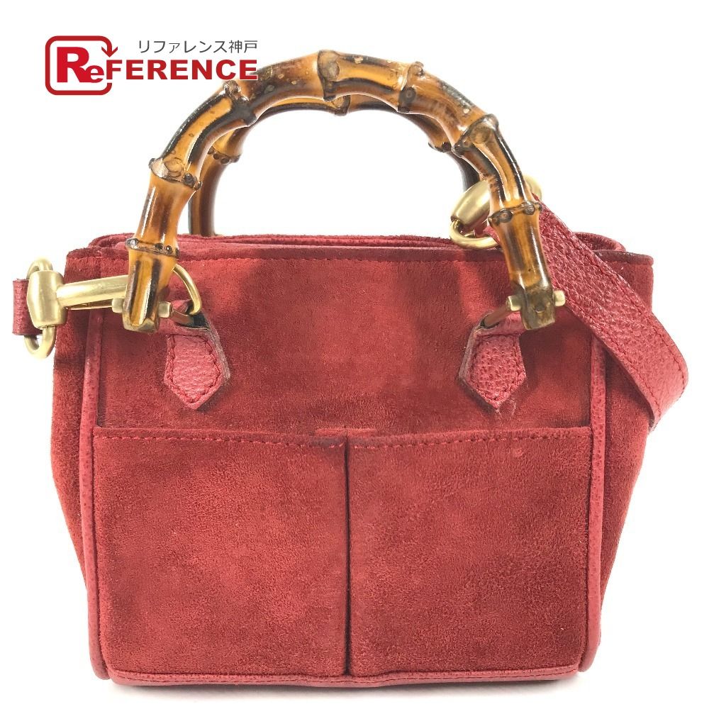 GUCCI グッチ ハンドバッグ バンブー ミニ 2WAYバッグ ヴィンテージ 007 1793 0236 レザー/スエード レッド