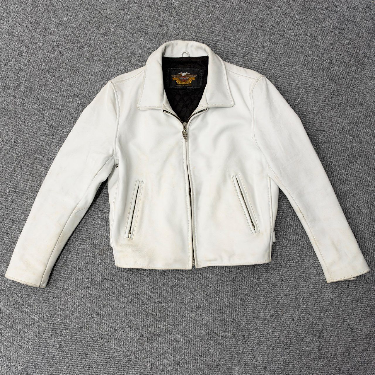Harley-Davidson シングルライダース 牛革 レザージャケット 白 L 7,104円