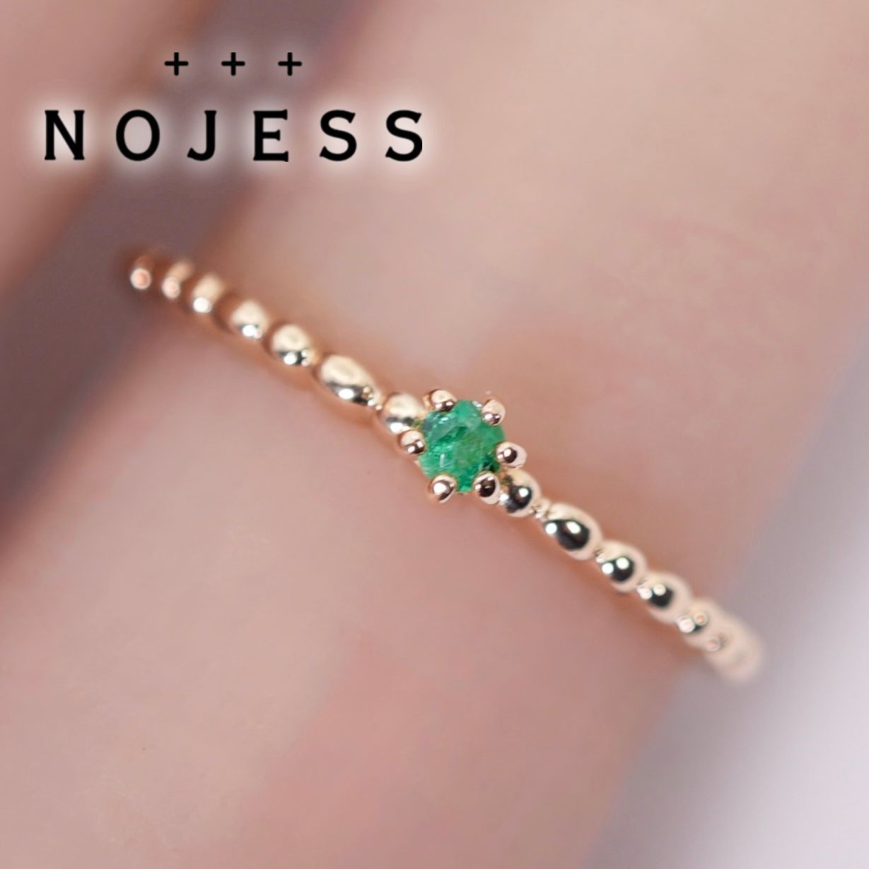 美品 ノジェス K10 エメラルド ピンキー リング NOJESS /26-1726