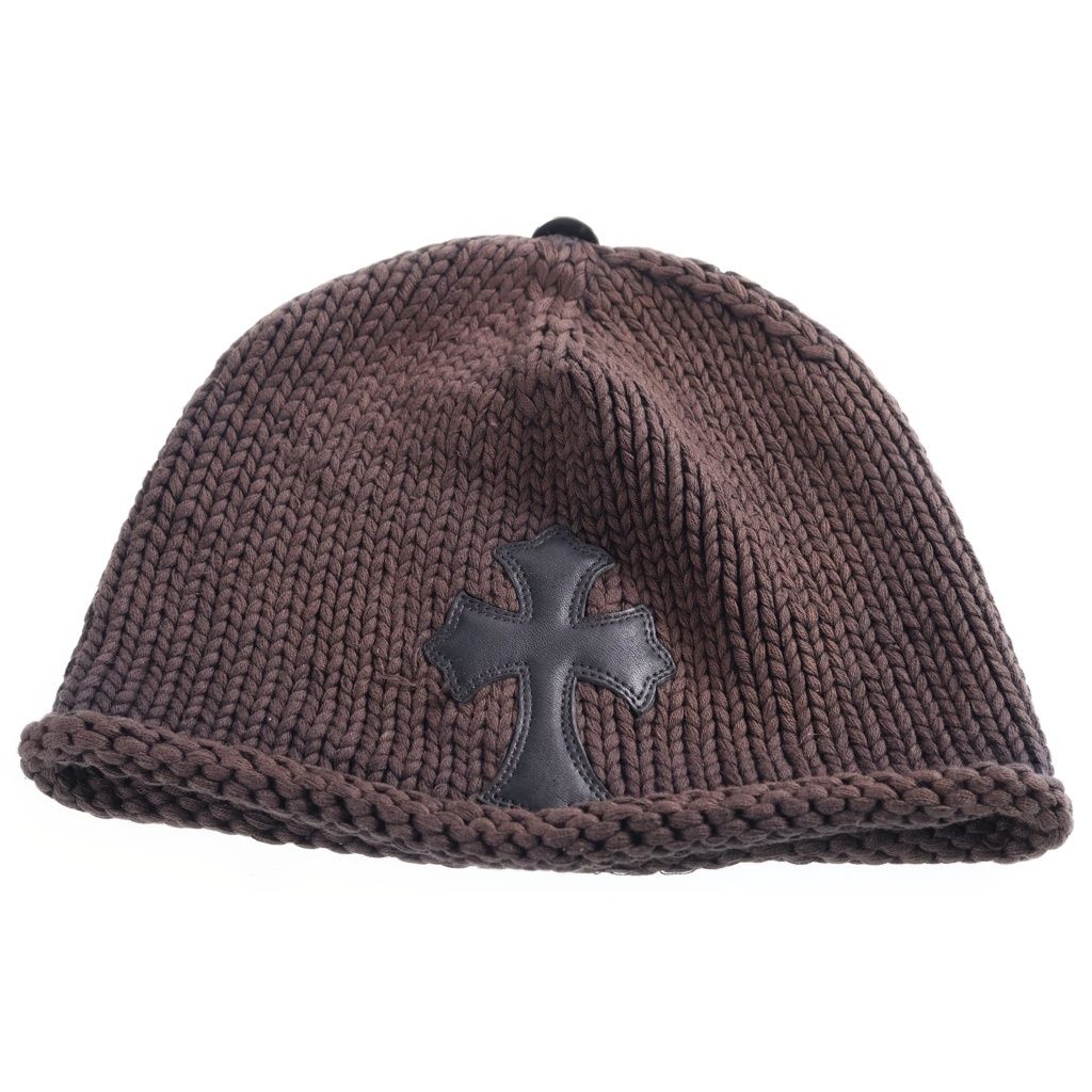 L*w様 old Chrome Heartsクロスレザーパッチニット帽 ビーニー CHROME HEARTS (クロムハーツ) OLD BEANIE CROSS PATCH オールド