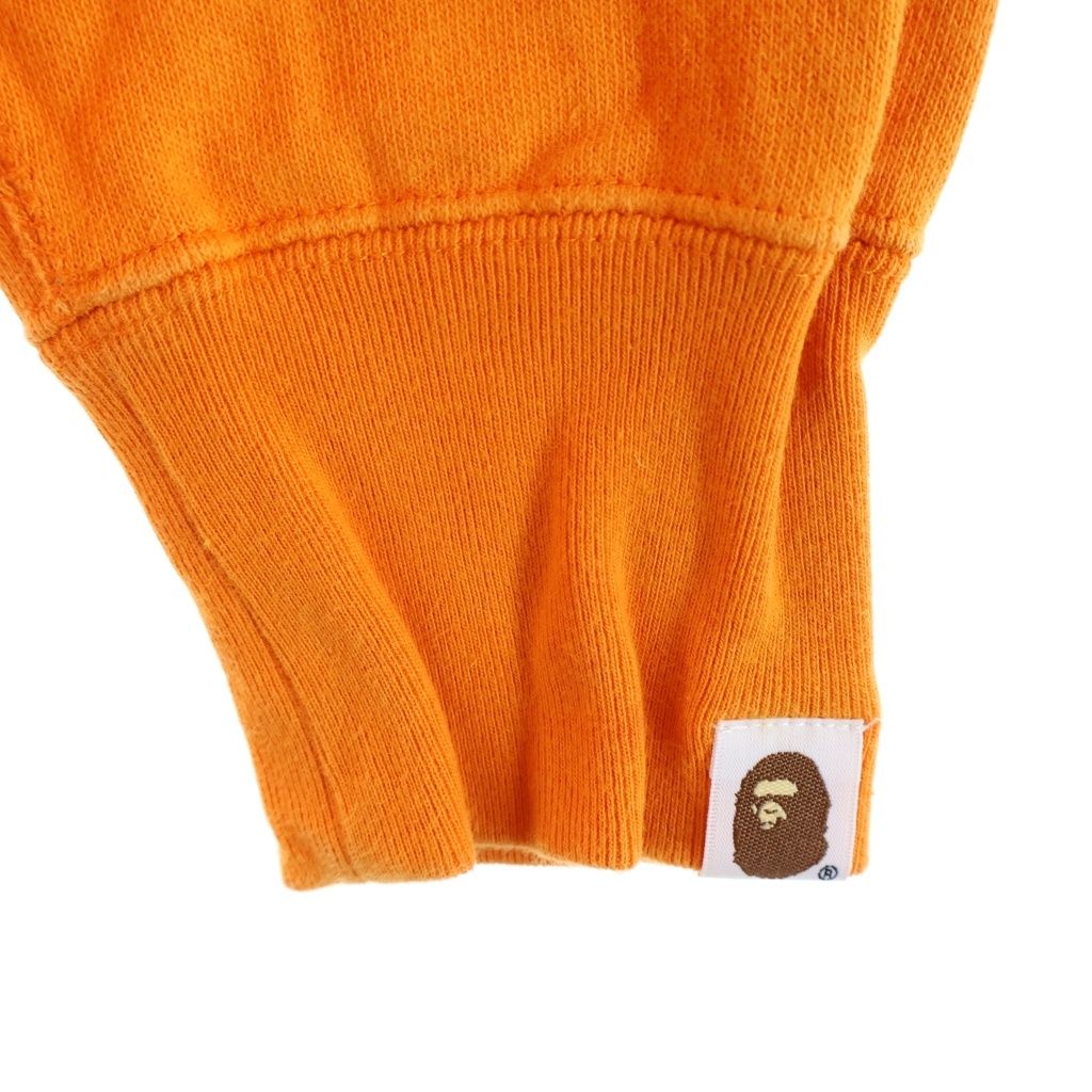 美品 アベイシングエイプ 25SS FACE スウェット XL オレンジ A BATHING APE (アベイシングエイプ) SHARK ZIP CREWNECK シャーク
