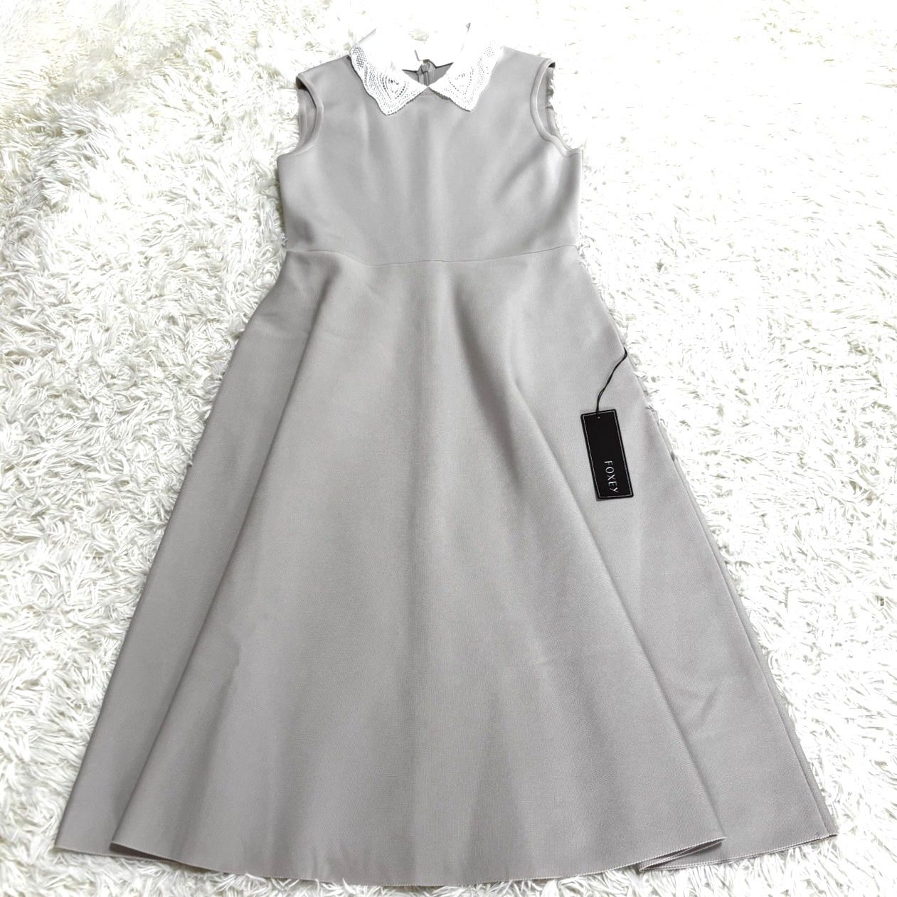 新品同様】FOXEY フォクシー Dress Aria 白 襟ノースリーブドレス