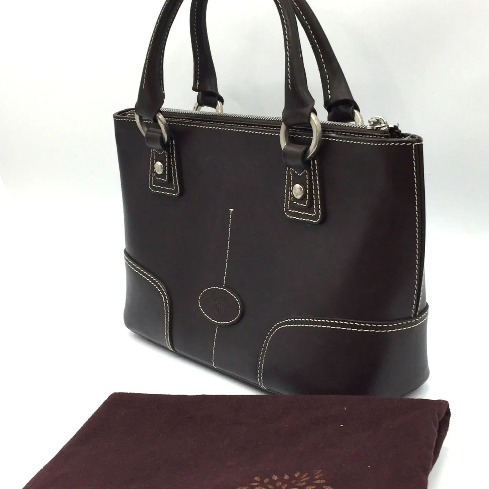 Mulberry マルベリー トートバッグ ハンドバッグ レザー 本革 ブラック 黒色 桑の木ロゴ 40,000円