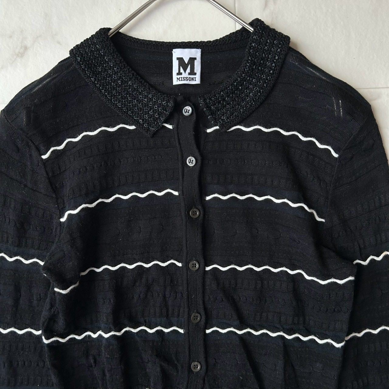 美品✨《M MISSONI 》エムミッソーニ チビ襟カーディガン - メルカリ
