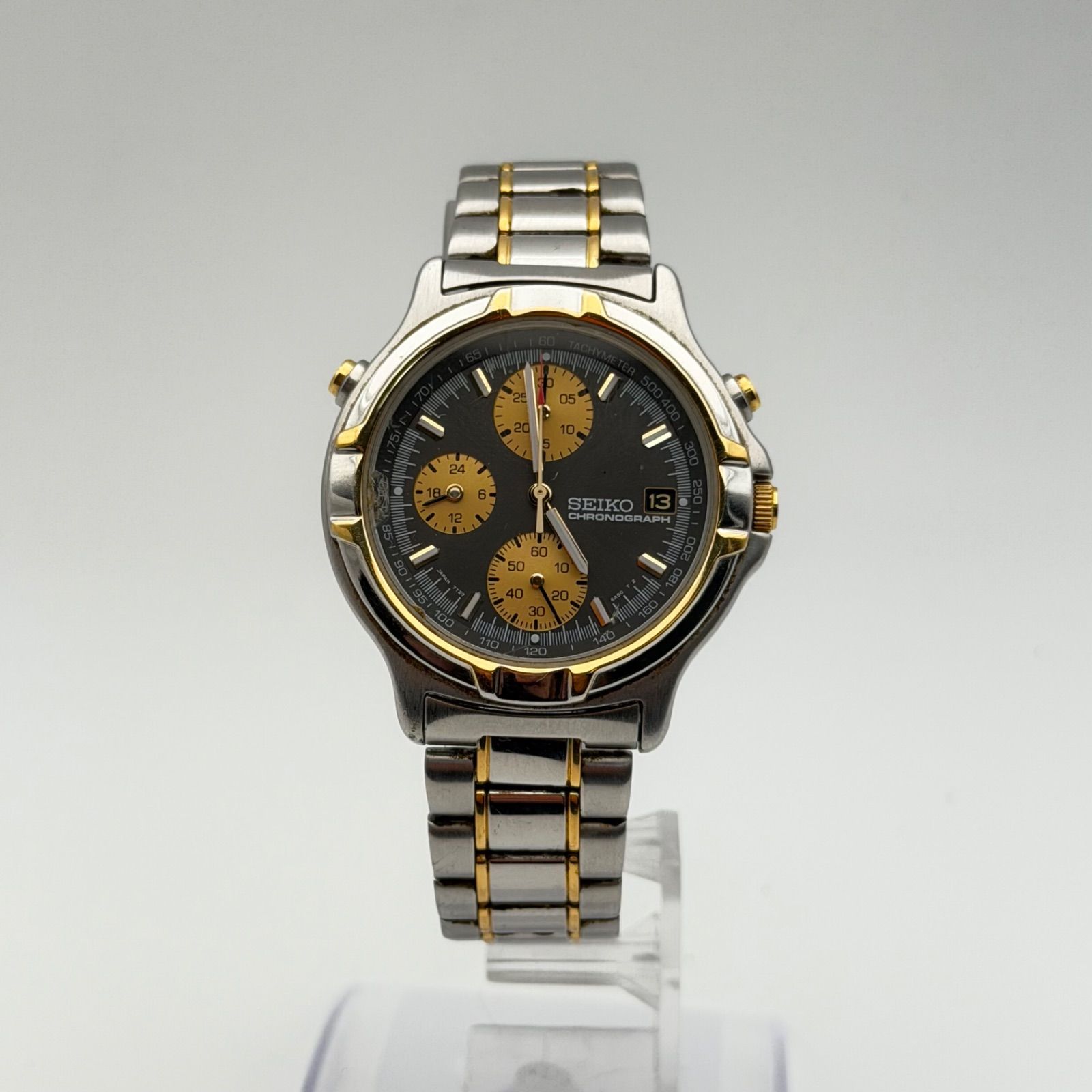 美品 SEIKOクロノグラフ 7t27-6A50 10bar電池切 電池切れ 不動品】SEIKO 7T27-6A50 クロノグラフ 記念品 メンズ 腕時計
