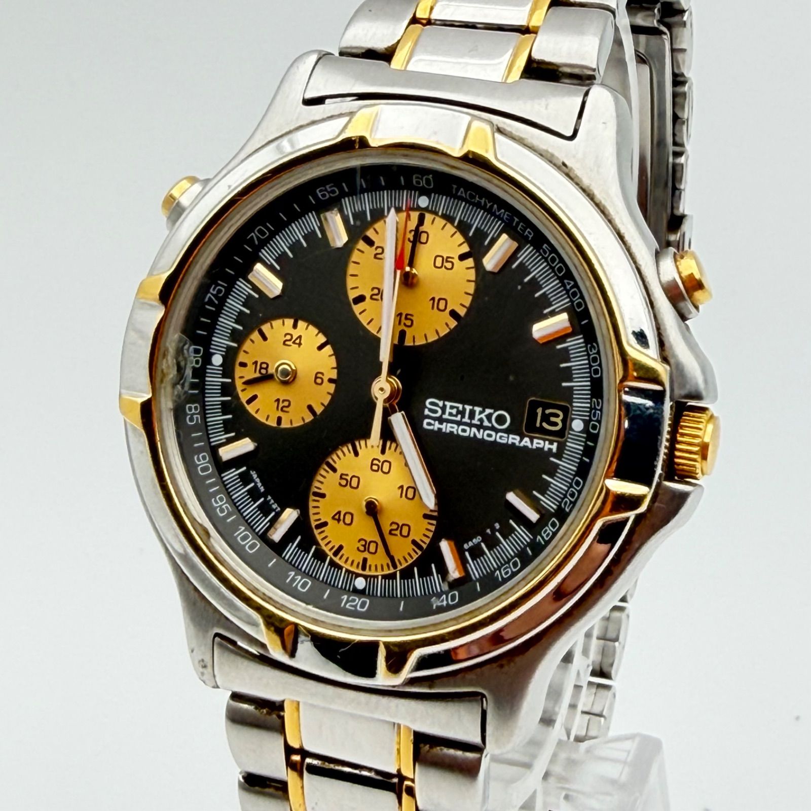 美品 SEIKOクロノグラフ 7t27-6A50 10bar電池切 電池切れ 不動品】SEIKO 7T27-6A50 クロノグラフ 記念品 メンズ 腕時計