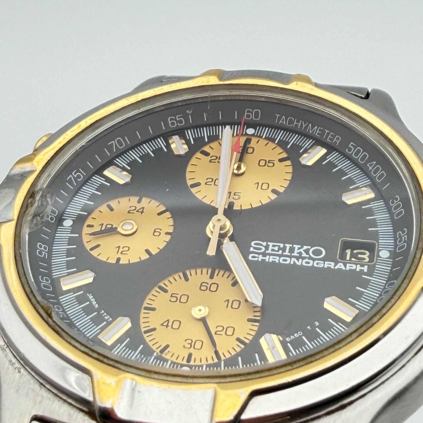 美品 SEIKOクロノグラフ 7t27-6A50 10bar電池切 電池切れ 不動品】SEIKO 7T27-6A50 クロノグラフ 記念品 メンズ 腕時計
