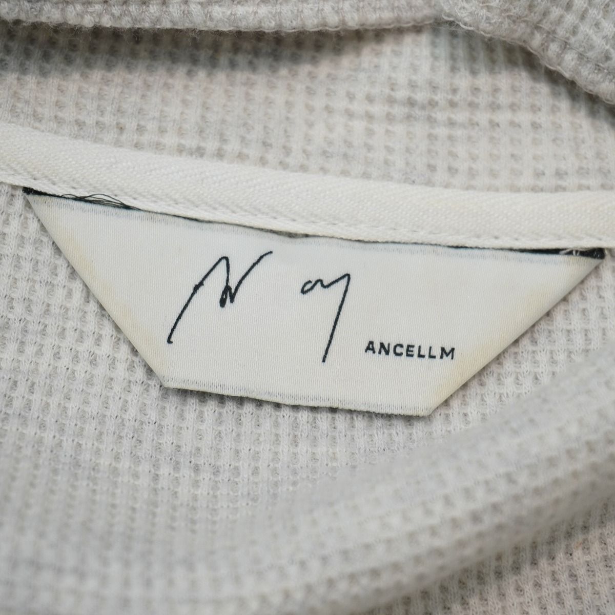 美品 ANCELLM アンセルム DAMAGE WAFFLE CREW HI-NECK LS T-SHIRT