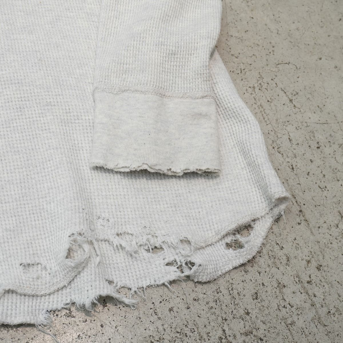 美品 ANCELLM アンセルム DAMAGE WAFFLE CREW HI-NECK LS T-SHIRT